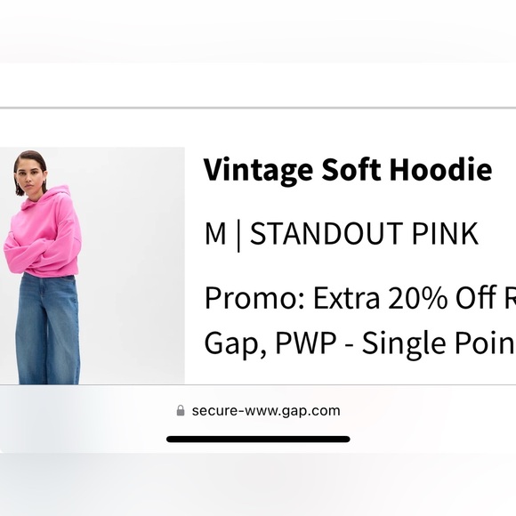 Gap Vintage Soft Hoodie Standout Pink - Picture 3 of 3
